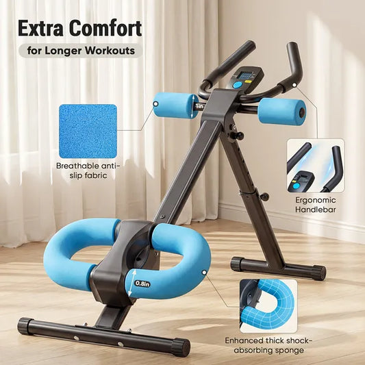 Adjustable Ab Machine Trainer – Foldable Core Workout Equipment with LCD Display, 440LBS Capacity