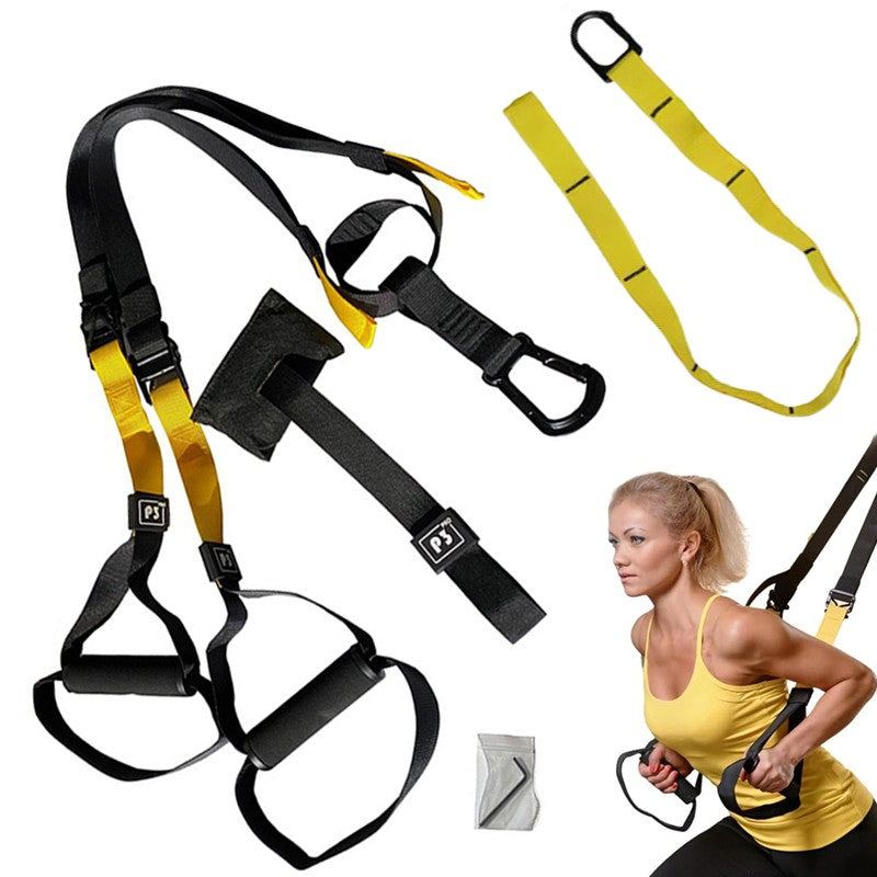 Suspension Resistance Band Trainer (TRX Style) – Adjustable Pull Rope System with 6PCS Set for Full Body Workout