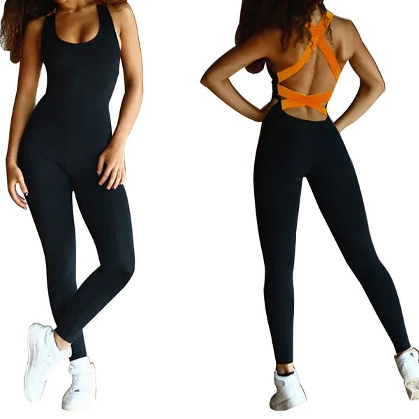 Women’s Yoga Gym Fitness Jumpsuit | Stretchy Breathable One-Piece Workout Activewear