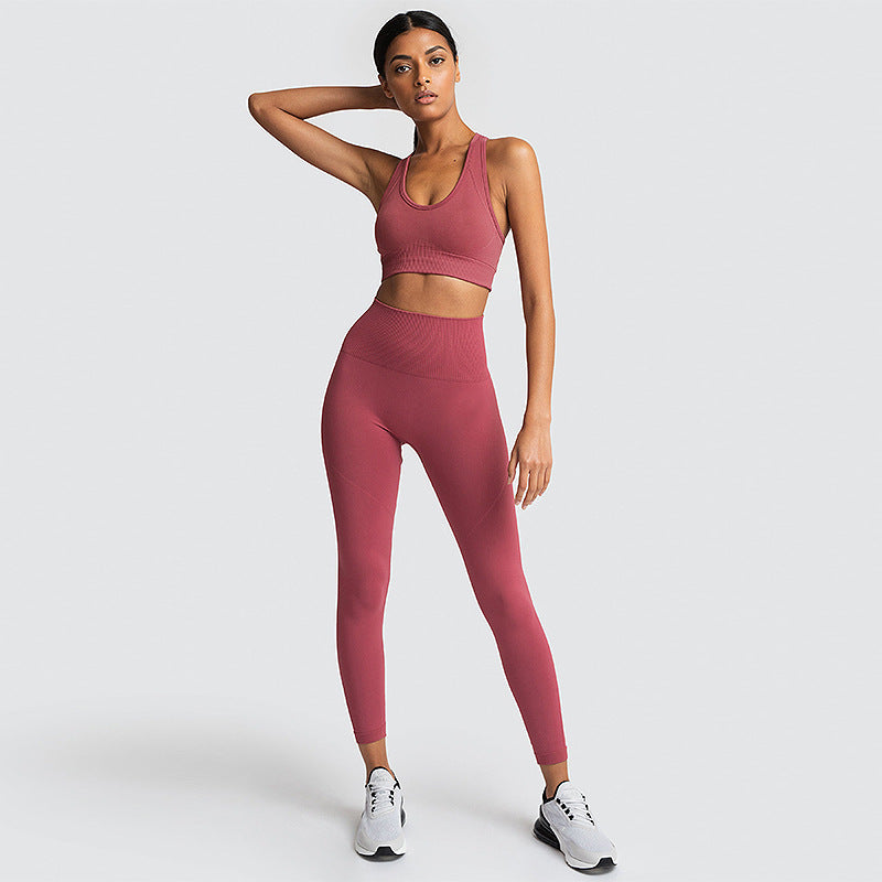 Seamless Women’s Gym Set – Nylon Sportswear for Workout, Yoga & Fitness