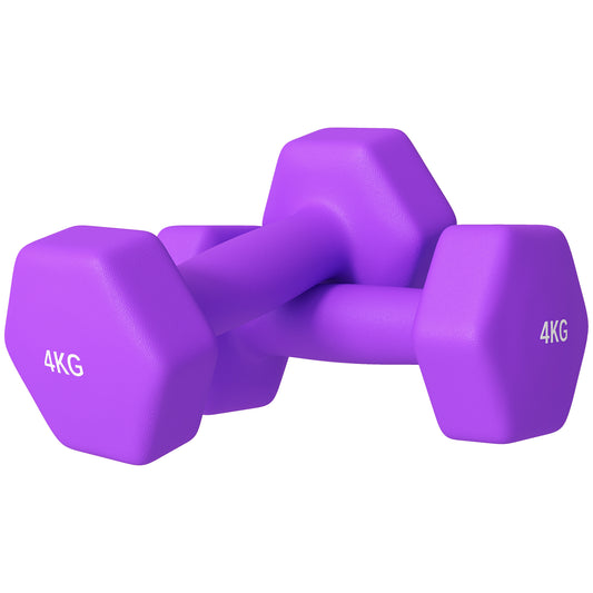 2x4kg Hex Dumbbells Set with Non-Slip Grip for Home Workouts