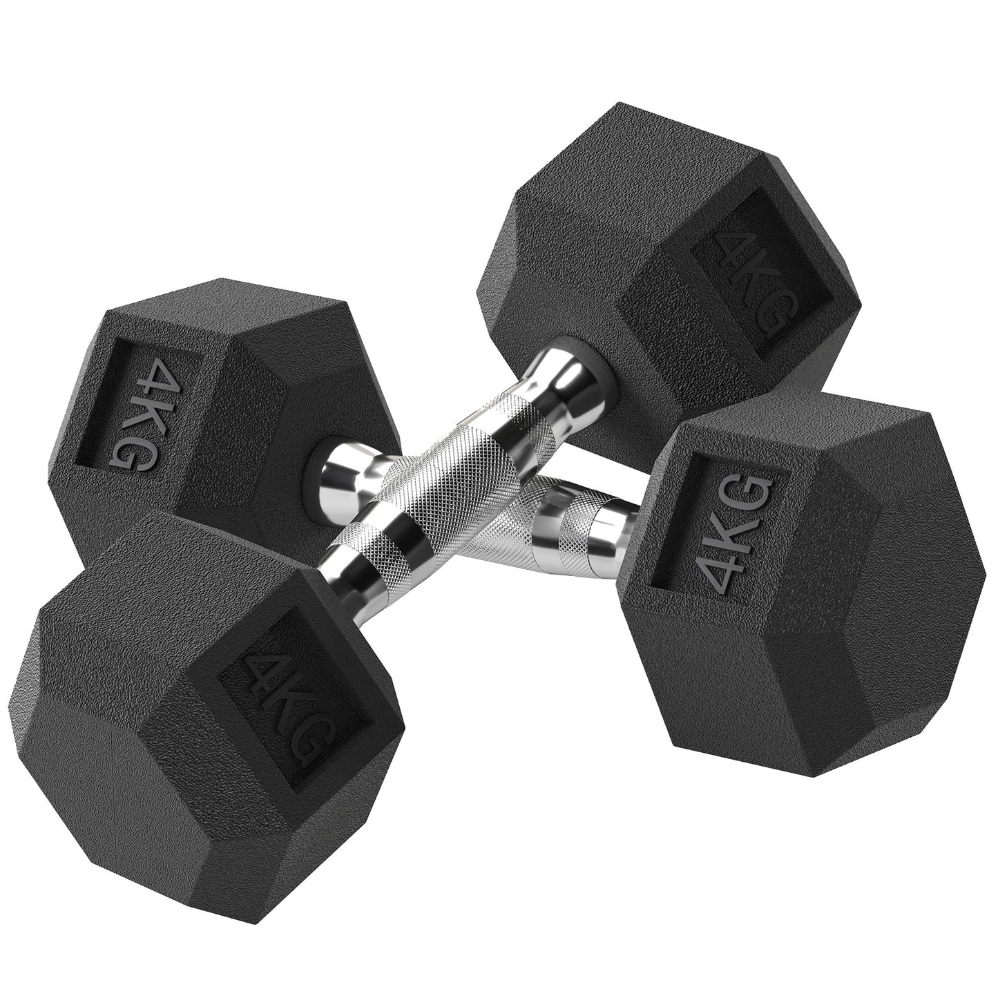 2x4kg Rubber Hex Dumbbells Set for Home Gym Strength Training