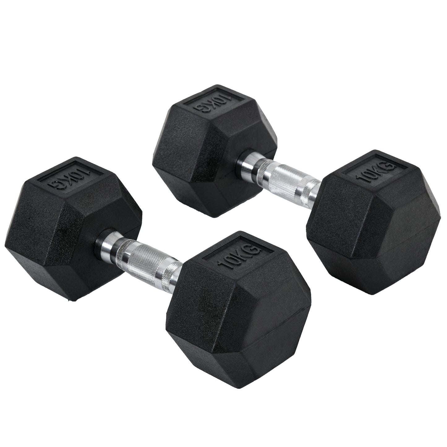2x10kg Rubber Hex Dumbbells Set for Home Gym Strength Training