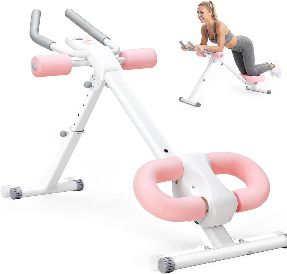 Adjustable Ab Machine Trainer – Foldable Core Workout Equipment with LCD Display, 440LBS Capacity