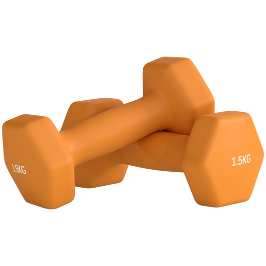 2x1.5kg Hex Dumbbells Set with Non-Slip Grip for Home Workouts