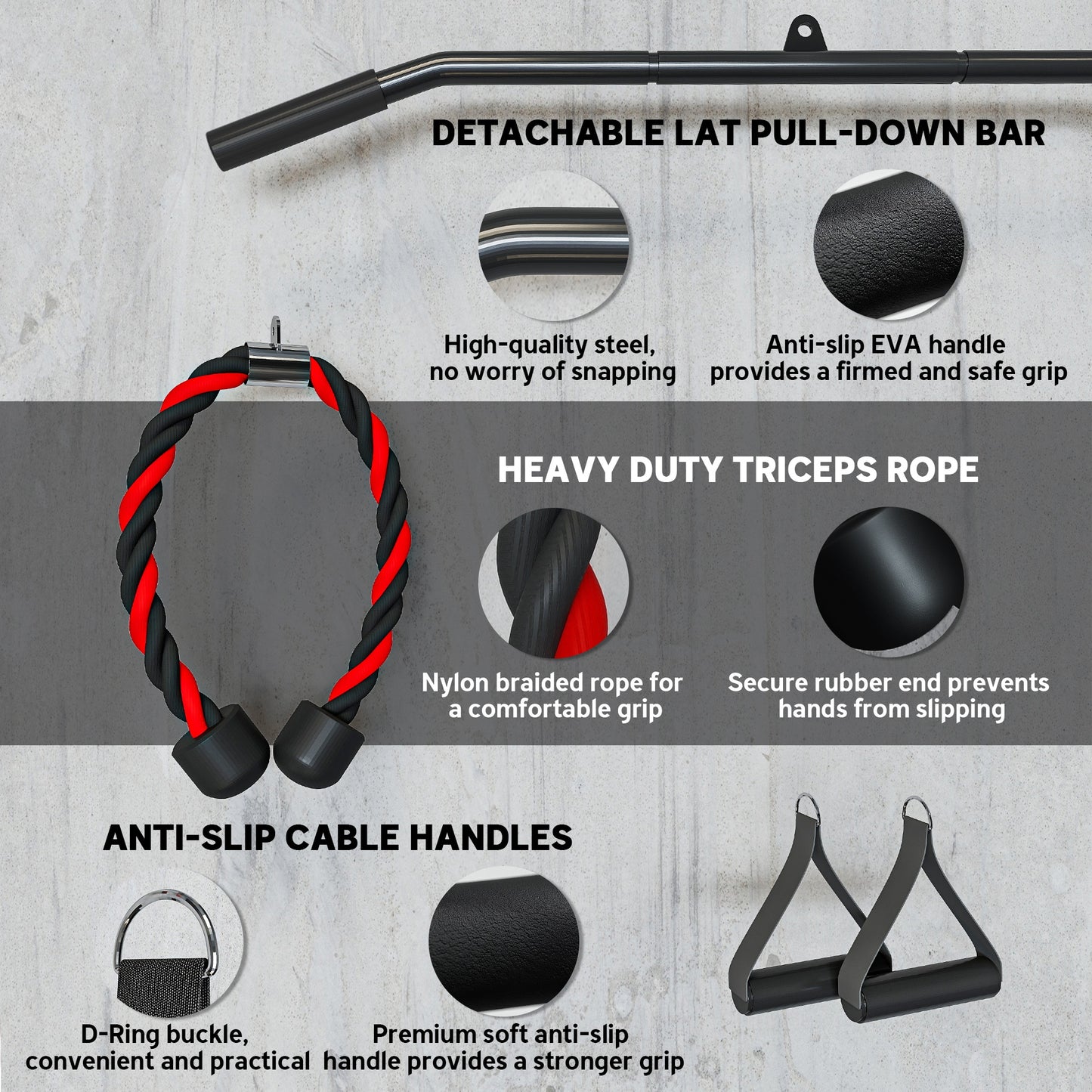 Home Gym Cable Pulley System with Loading Pin for LAT Pull Down & Biceps