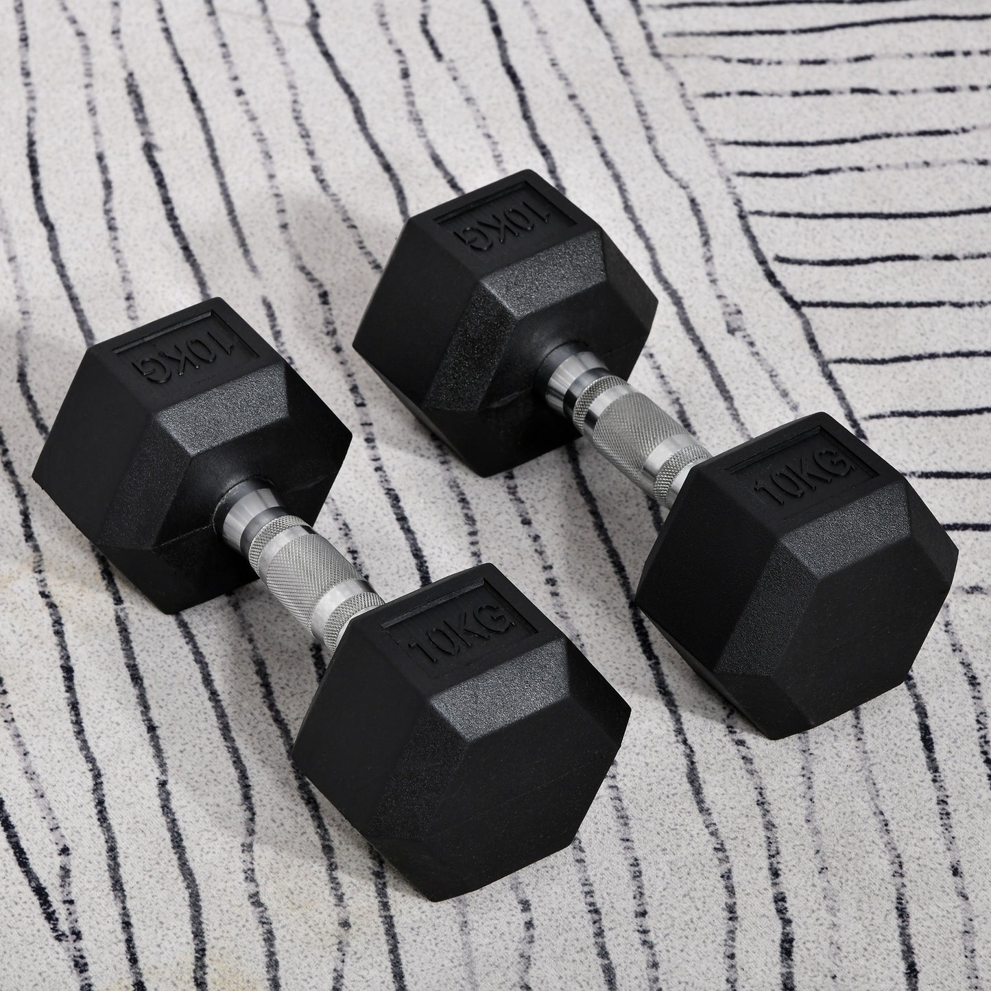 2x10kg Rubber Hex Dumbbells Set for Home Gym Strength Training