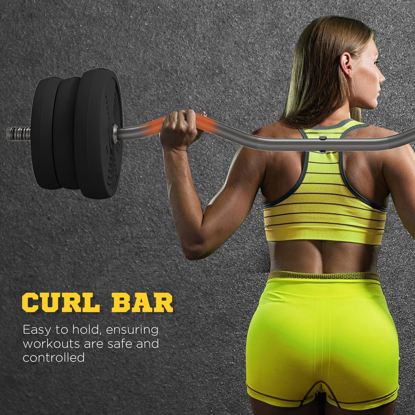 25kg Adjustable Barbell Set with Curl Bar for Home Gym Strength Training