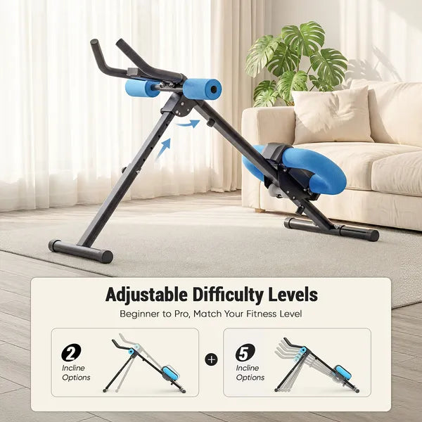 Adjustable Ab Machine Trainer – Foldable Core Workout Equipment with LCD Display, 440LBS Capacity