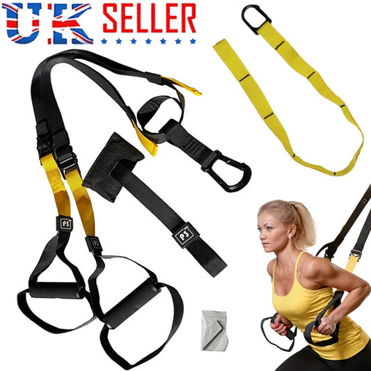 Suspension Resistance Band Trainer (TRX Style) – Adjustable Pull Rope System with 6PCS Set for Full Body Workout