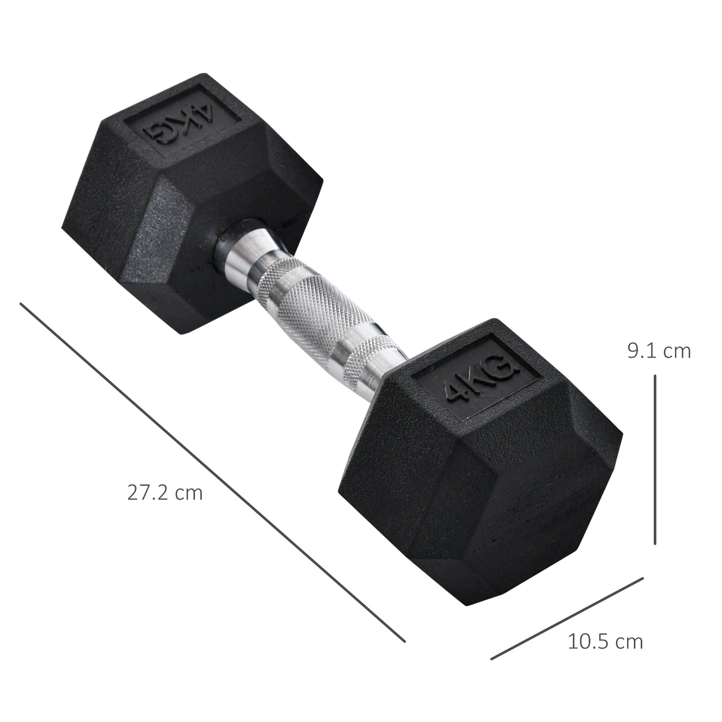 2x4kg Rubber Hex Dumbbells Set for Home Gym Strength Training