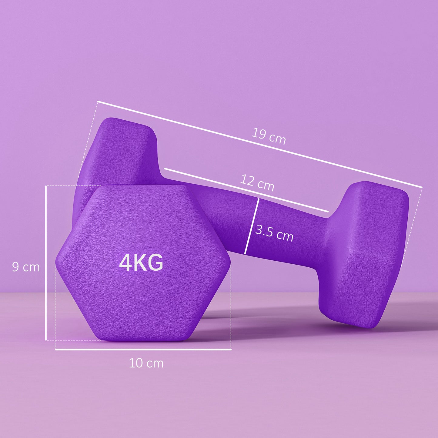2x4kg Hex Dumbbells Set with Non-Slip Grip for Home Workouts