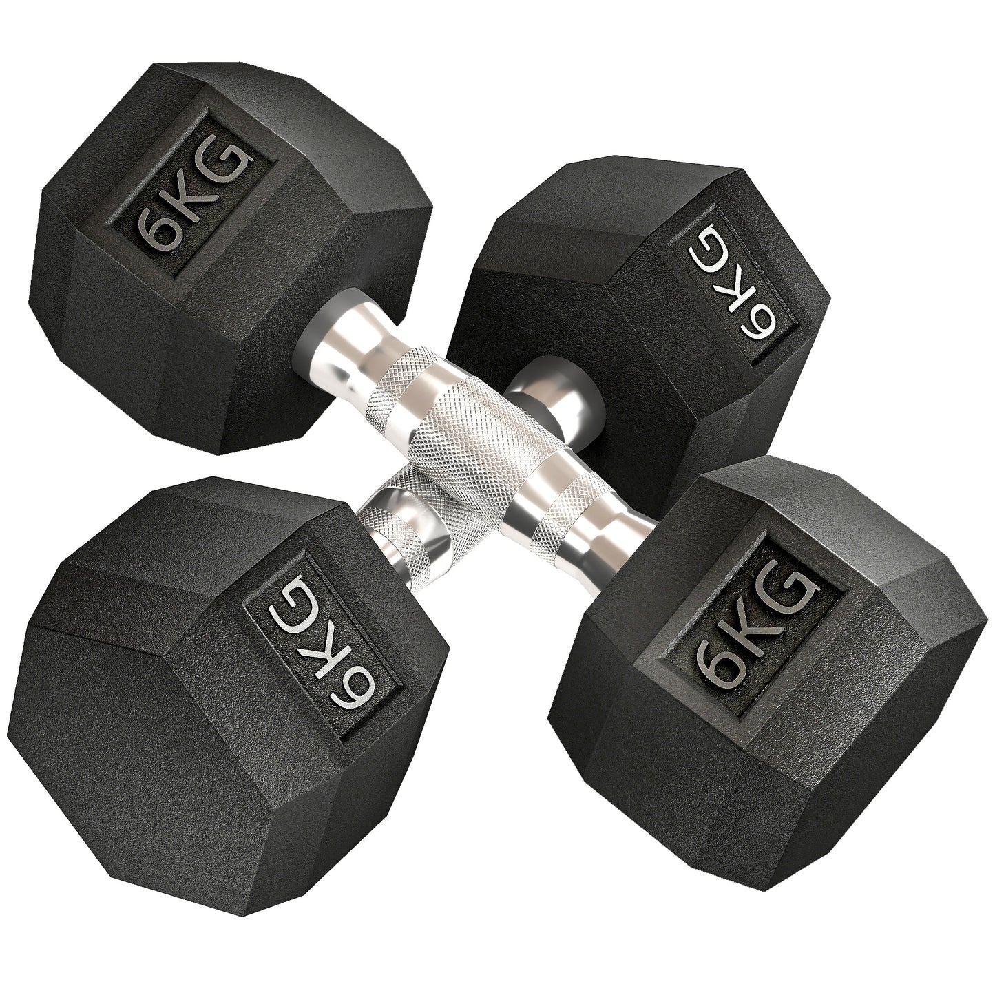12kg Hex Dumbbell Set (2x6kg) – Rubber Coated Weights for Home Gym Strength Training