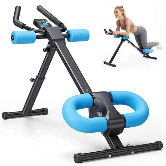 Adjustable Ab Machine Trainer – Foldable Core Workout Equipment with LCD Display, 440LBS Capacity