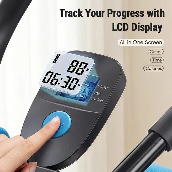 Adjustable Ab Machine Trainer – Foldable Core Workout Equipment with LCD Display, 440LBS Capacity