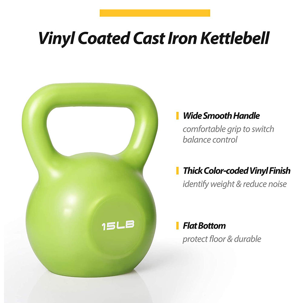 15lb Vinyl Kettlebell Set for Women – Home Gym Strength Training