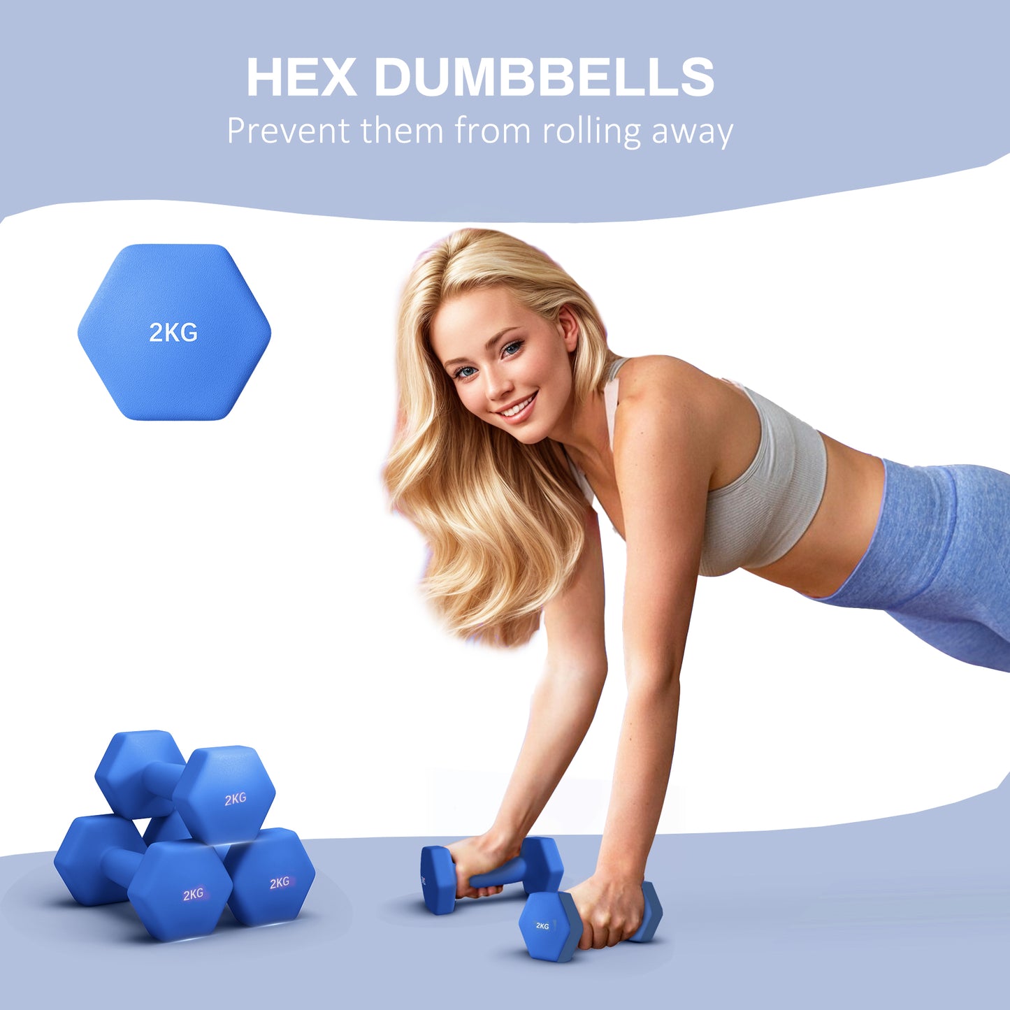 4kg Hex Dumbbell Set (2x2kg) – Non-Slip Grip Weights for Home Gym Workout