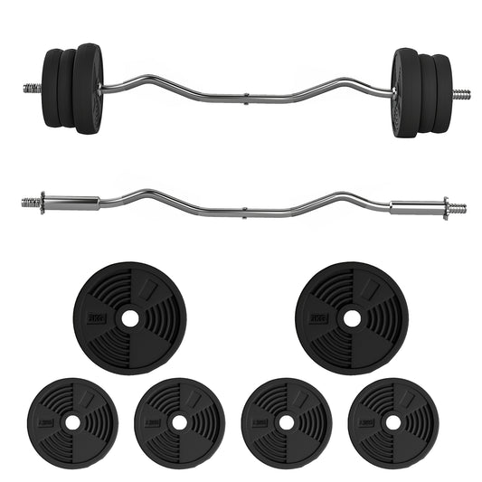 25kg Adjustable Barbell Set with Curl Bar for Home Gym Strength Training