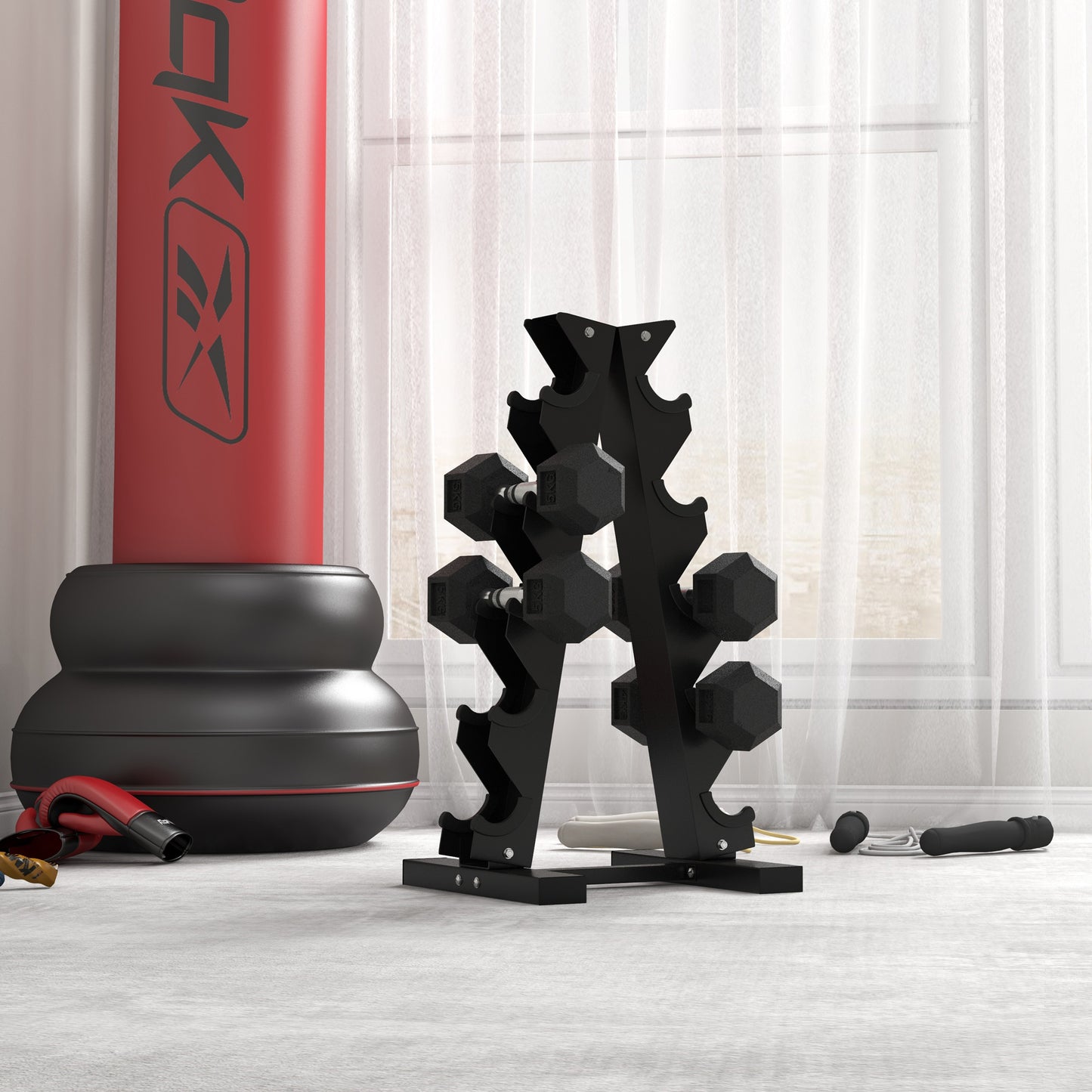 2x4kg Rubber Hex Dumbbells Set for Home Gym Strength Training